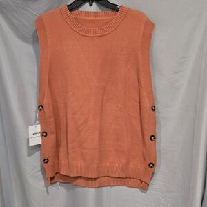 Amazon Orange Knit Button-sides Shell